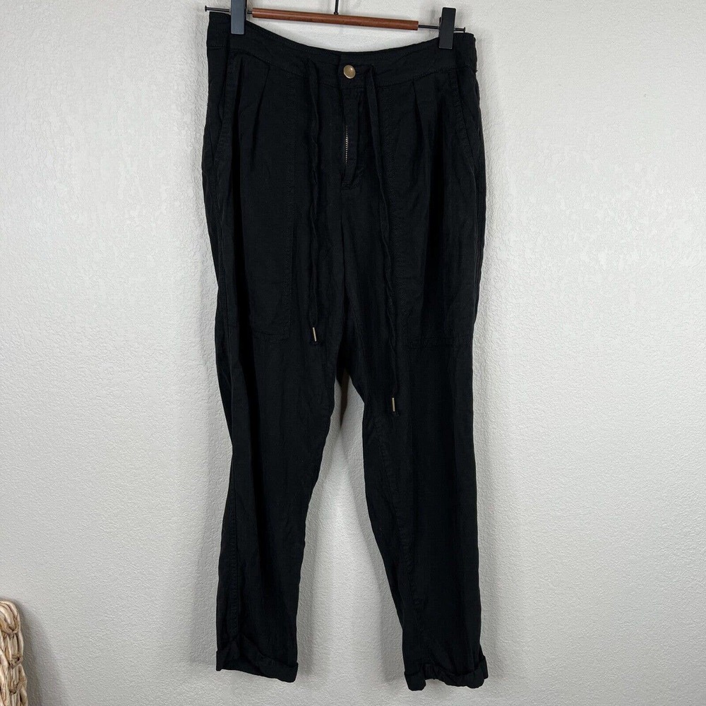 Young Fabulous & Broke Pants Womens Small Black 100% Tencel High-Rise Drawstring